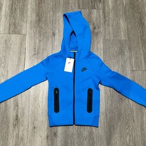 NIKE TECH FLEECE FULL ZIP HOODIE JACKET KIDS SIZE XS BLUE NEW